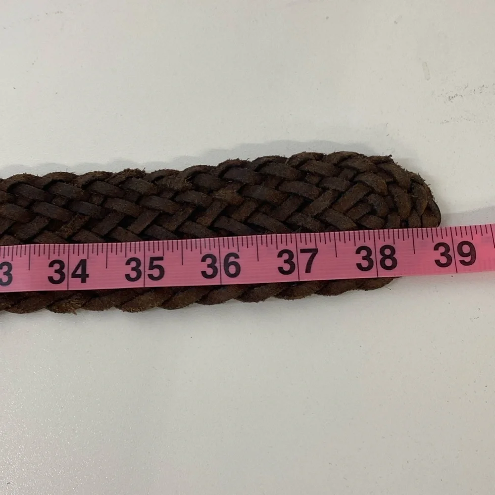 Y2K‎ Braided Genuine Leather Belt Medium Brown
